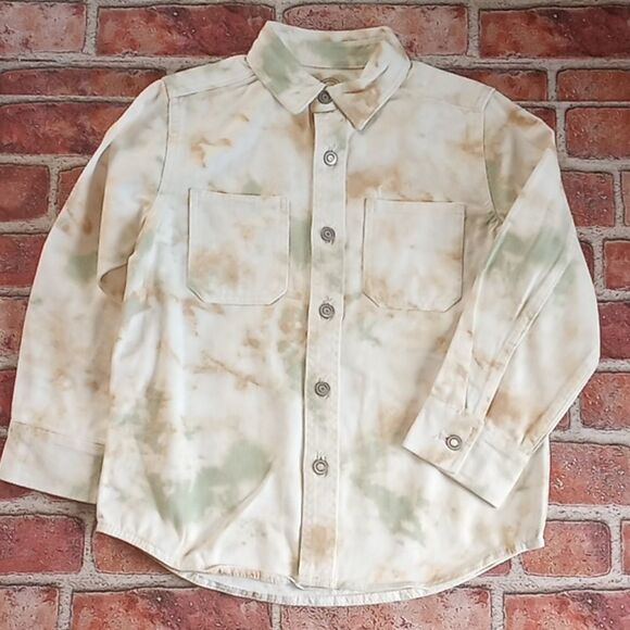 BOY'S Girl's Tie Dye Jean Denim Woven Button Down Shirt Jacket Size 8 - Picture 2 of 8